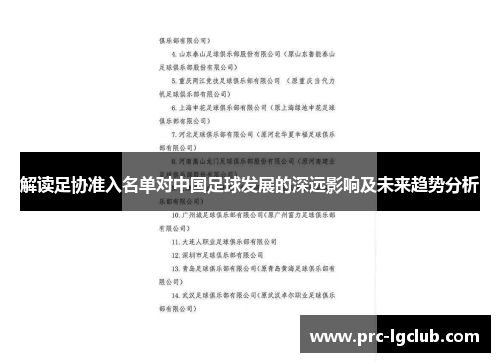 解读足协准入名单对中国足球发展的深远影响及未来趋势分析